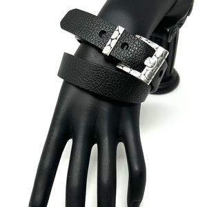 JOHN HARDY leather and sterling silver double wrap bracelet, NWOT